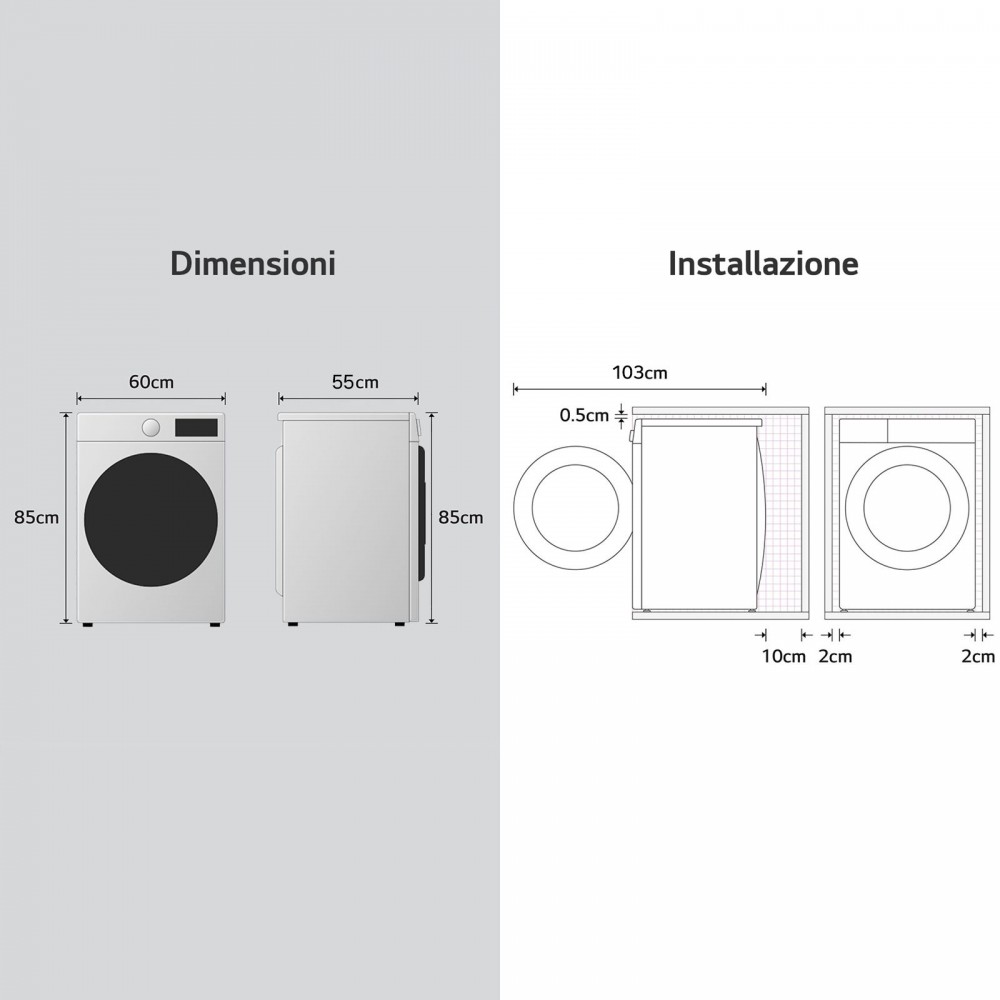 LG Serie X1 W4NX1095NWB Lavasciuga Libera Installazione 9 Kg Lavaggio RICONDIZIONTO - immagine 2