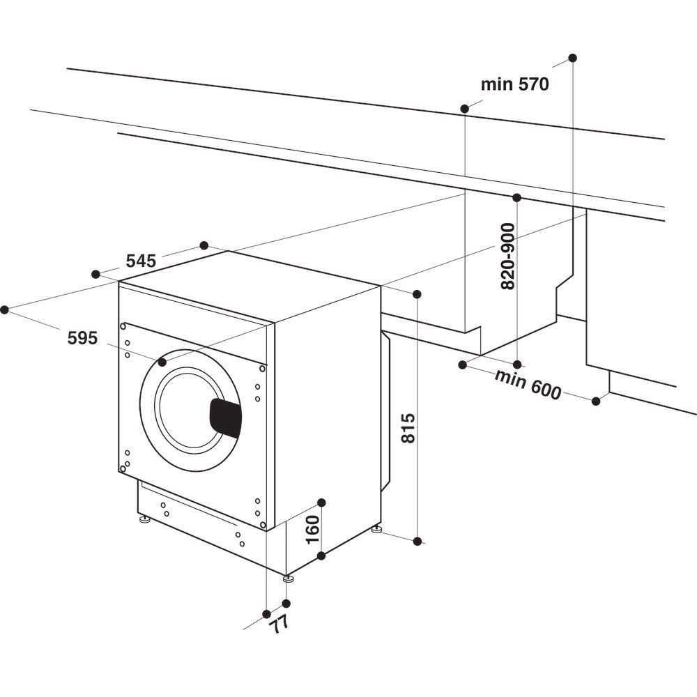 Lavatrice da incasso 7 Kg classe D 1400 giri Ariston Hotpoint BI WMHG 71483 EU RICONDIZIONATO - immagine 2