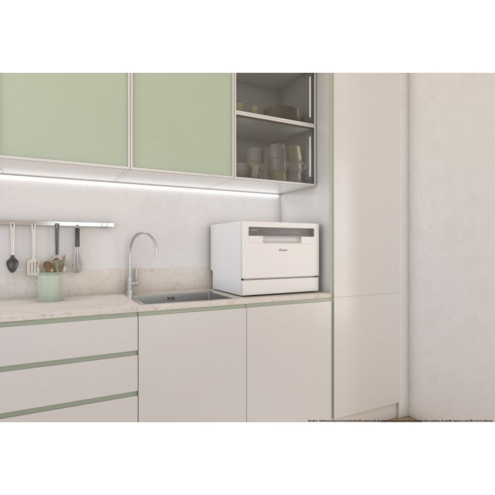 Lavastoviglie Compatta da Appoggio Libera Installazione 6 Coperti Classe E 5 Programmi 55 cm Candy CP 6E51LW RICONDIZIONATO - immagine 4