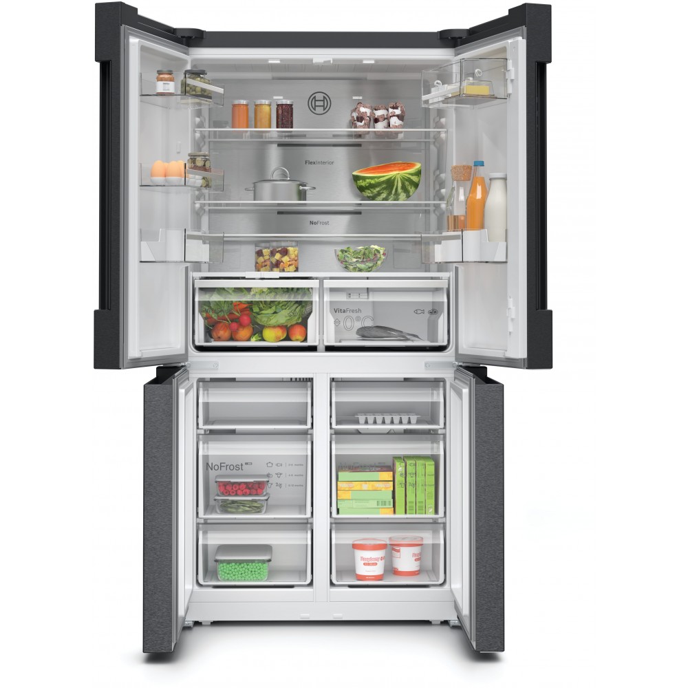 Bosch Serie 4 KFN96AXEA Frigorifero RICONDIZIONATO Side by Side 4 Porte Total No Frost Classe E Altezza 183 cm Acciaio nero spazzolato anti-impronta - immagine 3